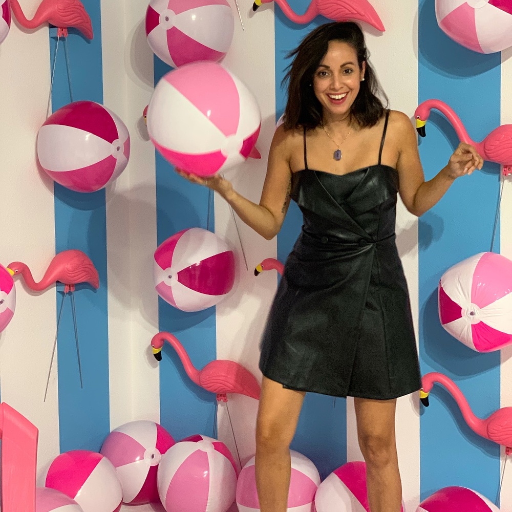 PU Leather Tuxedo Dress